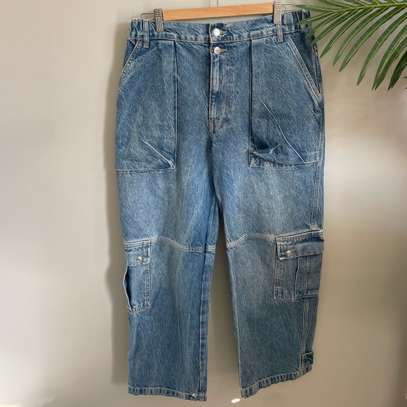 FREE PEOPLE Cargo Denim Jeans - Picture 2 of 13
